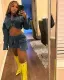 SC Fashion Denim Long Sleeve Two Piece Skirts Set MEM-88500