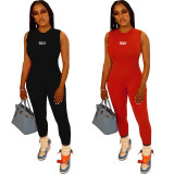 SC Slim Sleeveless Solid Color Casual Jumpsuit FNN-8714