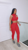SC Sexy Solid Color Sport Two Piece Pants Set MUKF-1035