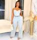 SC Plus Size Fashion Denim Tube Tops Two Piece Pants Set YMEF-5315