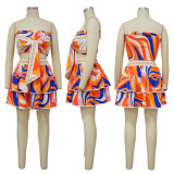 SC Sexy Print Wrap Chest And Skirt Two Piece Set YF-10564