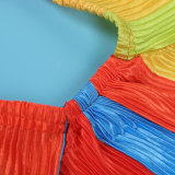 SC Plus Size Colorful Print Halter Tie Up Maxi Dress NY-2740