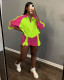 SC Casual Color Blocking Zipper Two Piece Shorts Set YD-8759