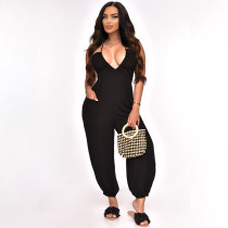 SC Casual Solid Color Halter Jumpsuit GHF-149