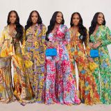 SC Fashion Print Chiffon Long Sleeve Two Piece Set SFY-2339