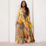 SC Fashion Print Chiffon Long Sleeve Two Piece Set SFY-2339