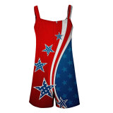 SC National Flag Print Loose Sling Romper SHD-9621