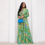 SC Fashion Print Chiffon Long Sleeve Two Piece Set SFY-2339