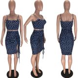 SC Polka Dot Print Pleated Two Piece Skirts Set LM-8369