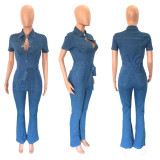 SC Fashion Short Sleeve Denim Jumpsuit LX-3547