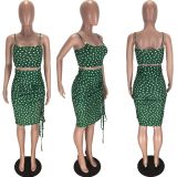 SC Polka Dot Print Pleated Two Piece Skirts Set LM-8369