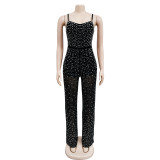 SC Sexy Mesh Hot Diamonds Sling Jumpsuit BY-6556