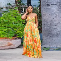 SC Sexy Print Tube Tops Wide Leg Jumpsuit NY-2756