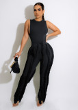 SC Solid Sleeveless Vest And Tassel Pants Two Piece Set MDF-5380