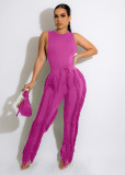 SC Solid Sleeveless Vest And Tassel Pants Two Piece Set MDF-5380