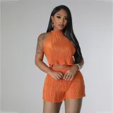 SC Solid Color Sleeveless Tops And Shorts 2 Piece Set MIL-L499