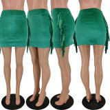 SC Solid Color Tassel Mini Skirt ANNF-6096