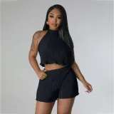 SC Solid Color Sleeveless Tops And Shorts 2 Piece Set MIL-L499