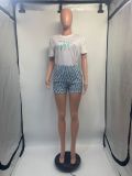 SC Letter Print Solid T Shirts And Shorts Two Piece Set GDNY-1065