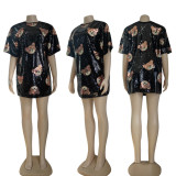 SC Fashion Sequin Print Loose Mini Dress GYSF-0035