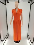 SC Solid Short Sleeve Wide Leg Jumpsuit BN-9421