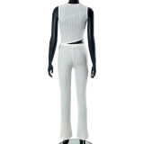 SC Irregular Tassel Sleeveless Top Pants Casual Suit MXBF- K23ST262