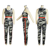 SC Camouflage Print Tank Tops And Pants Two Piece Set XHSY-19606