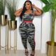 SC Camouflage Print Tank Tops And Pants Two Piece Set XHSY-19606