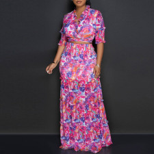 SC Plus Size Print Half Sleeve+Tube Tops Dress 2 Piece Set NY-2772