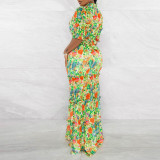 SC Plus Size Print Half Sleeve+Tube Tops Dress 2 Piece Set NY-2772