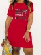 SC Letter Print Short Sleeve Mini Dress SH-390686