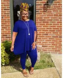 SC Plus Size Solid Color Loose Two Piece Shorts Set WAF-77620