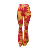 SC Breathable Mesh Casual Printed Flared Pants ML-7522