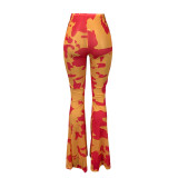 SC Breathable Mesh Casual Printed Flared Pants ML-7522