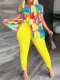 SC Plus Size Fashion Off Shoulder Print Two Piece Pants Set SH-390516