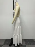 SC Solid Shaped Suspenders Top And Large Skirt 2 Piece Set(With Waist Belt) NY-10535