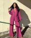 SC Solid Long Sleeve Pleated Two Piece Pants Set ANDF-1555