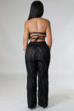SC Solid See Through High Waist Loose Pants ME-8420