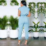 SC Elastic Waist Zipper Casual Jumpsuit MIL-L500