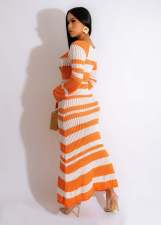 SC Color Block Long Sleeve Knit Maxi Dress OSM-4403