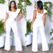 SC Solid Square Neck Ruffles Two Piece Pants Set BY-6581