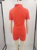 SC Casual Sport Solid Zipper Two Piece Shorts Set YIM-356