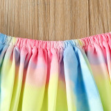 SC Kids Girls Fashion Print Tops And Holes Tassel Denim Shorts 3 Piece Set YKTZ-51