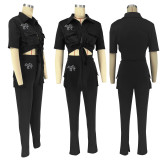 SC Casual Short Sleeve Shirt And Pant 2 Piece Set XMF-305
