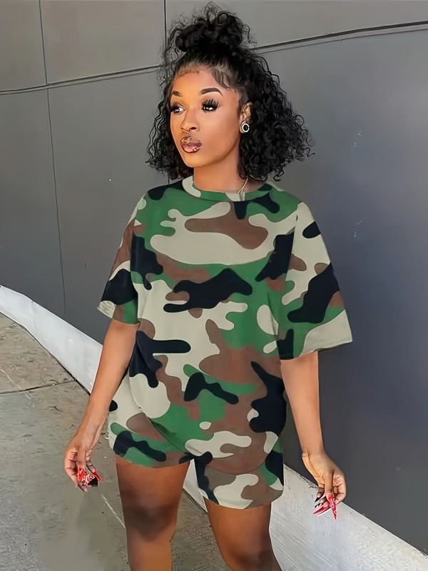 SC Camouflage Print Short Sleeve Shorts Set SH-390700