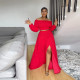 SC Plus Size Lantern Sleeve One Shoulder Two Piece Skirt Set NY-10546