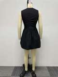 SC Solid Color Waisted Hollow Out Puffy Mini Dress NY-S10549