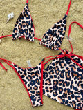 SC Leopard Print Tie Up Bikinis 3 Piece Set CASF-6594