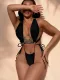 SC Solid Color Sexy Cross Tie Up One Piece Swimsuit CASF-6588