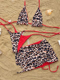 SC Leopard Print Tie Up Bikinis 3 Piece Set CASF-6594